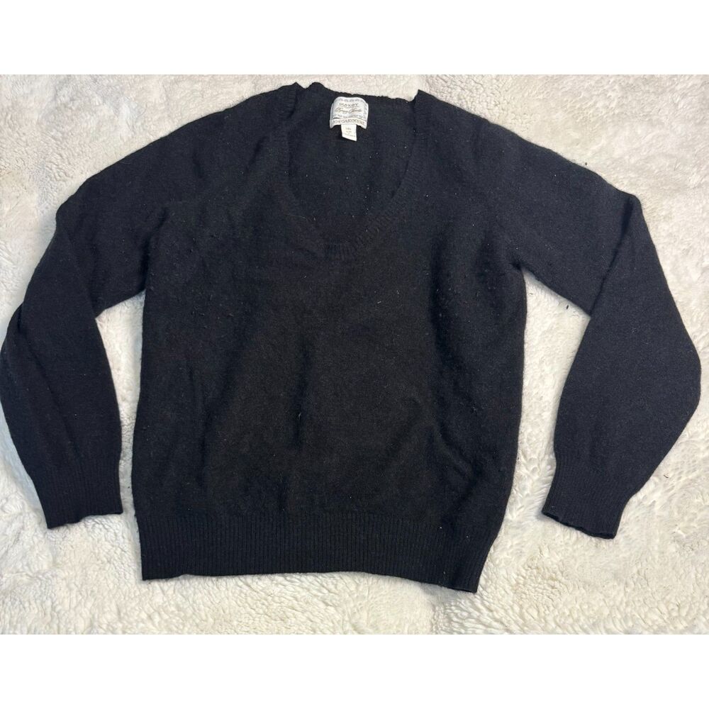 Old Navy 100% Cashmere Sweater S/M Black Charcoal Stretchy Cozy Vintage